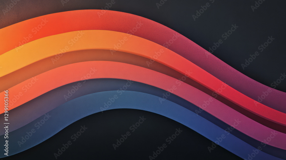 Aufkleber futuristic composition of overlapping neon arcs in a multi-hued spectrum, moody shadows,