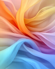 Luminous fractal-like pattern of flowing ribbons in overlapping color spectrums, crisp edges,
