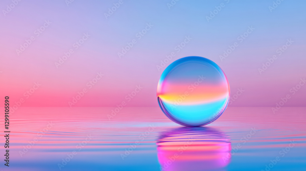 Poster painterly approach, featuring bold, smooth gradient colors converging on a single glowing orb,