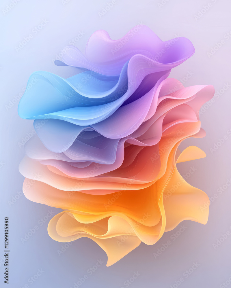 Aufkleber ethereal overhead perspective capturing fluid wave-like shapes in glowing gradient tones, airy