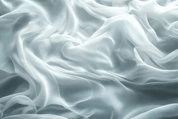 Obraz premium Draped light blue silk fabric, soft folds and gentle texture creating an elegant and serene aesthetic.