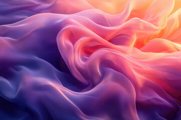 Obraz premium Abstract image of flowing fabric in vibrant purple, pink, and orange hues.