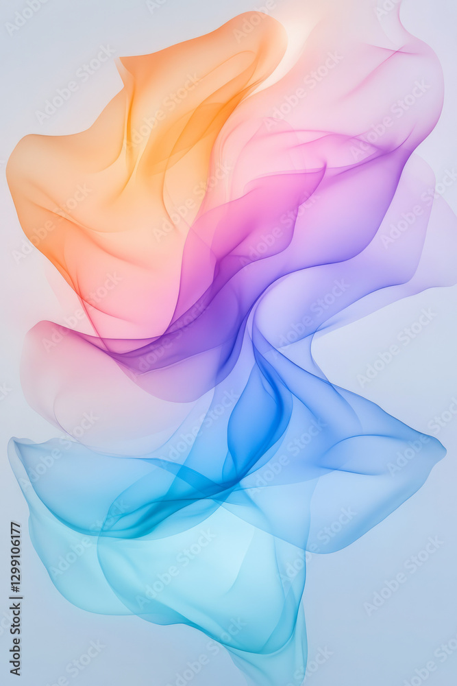 Poster Bold ribbons of gradient color flowing across a dark background, each line shifting from vivid pink