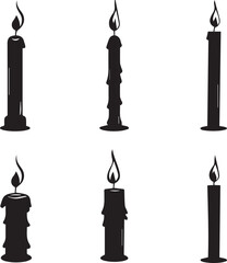 A simple candle light set isolated black and white