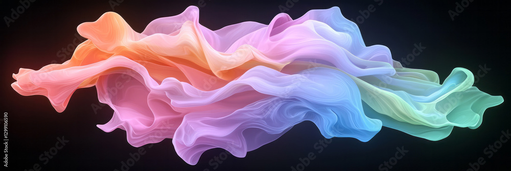 Aufkleber Soft painterly style capturing neon magenta and lime-green fluid shapes overlapping in airy
