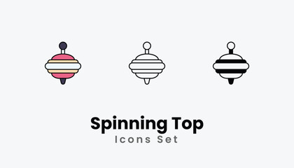 Spinning Top Icons thin line and glyph vector icon stock illustration