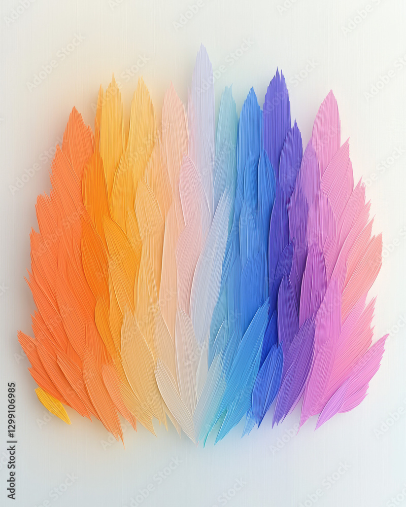 Poster painterly overhead perspective capturing a flowing rainbow gradient across the entire frame, gentle