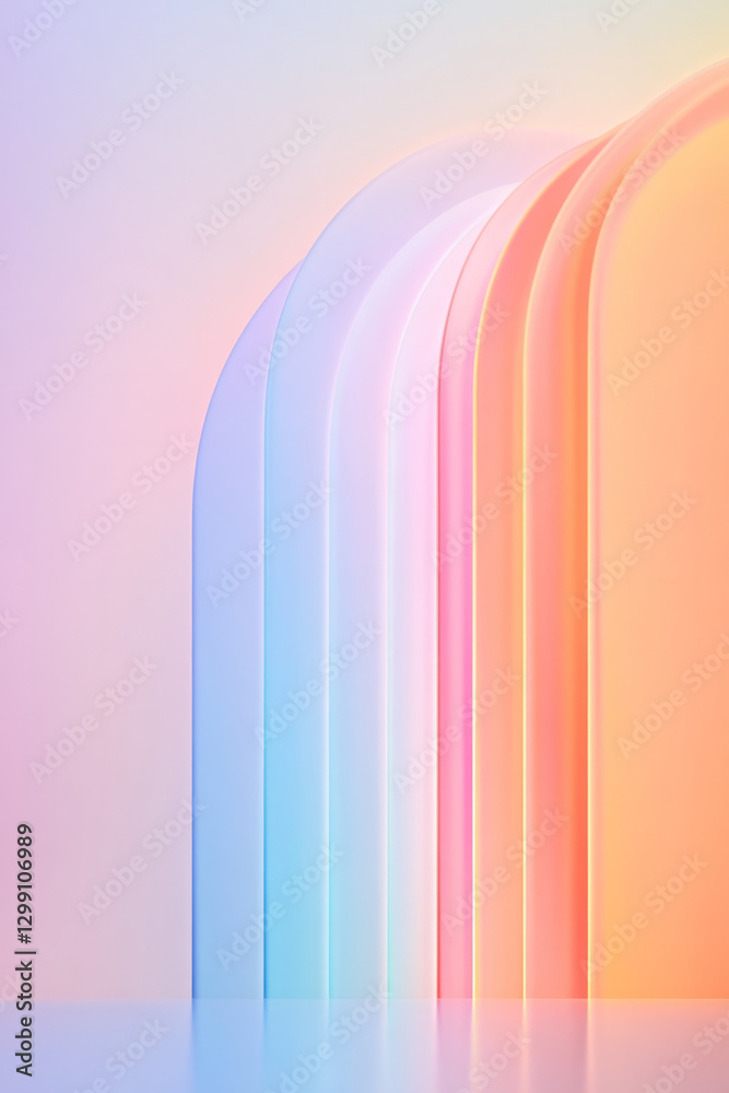 Poster Minimalist arrangement with a smooth vertical rainbow gradient, subtle grain texture, strong