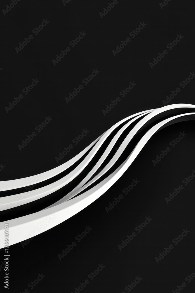 Poster minimalist layout of two or three thick gradient lines bending in opposite directions, crisp