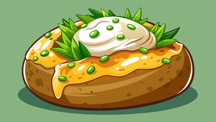 baked potato with sour cream and green onions
