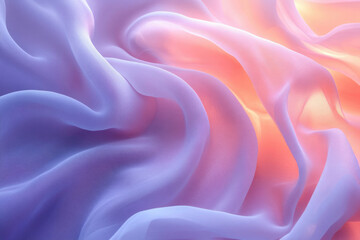 Obraz premium Soft, flowing pastel fabric in shades of purple and peach, creating a dreamy, ethereal texture.