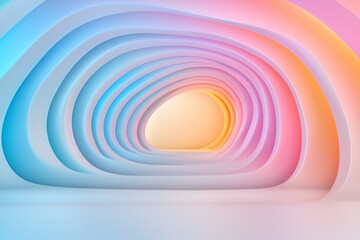 Fototapeta premium Minimal overhead shot emphasizing sleek metallic arcs in a swirling gradient ground--each arch