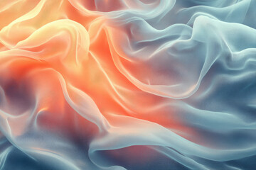 Obraz premium Abstract image of flowing fabric with warm and cool color gradients, creating a dreamy, ethereal texture.