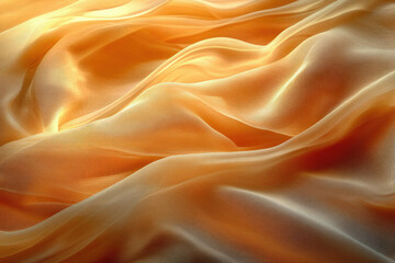 Fototapeta premium Draped amber fabric, showcasing its soft texture and subtle sheen.