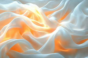 Obraz premium Soft, flowing white fabric with warm, golden highlights, creating a luxurious and elegant texture.
