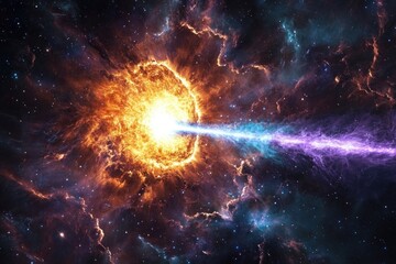 gamma-ray burst piercing the cosmic sky with a blinding flash of high-energy light