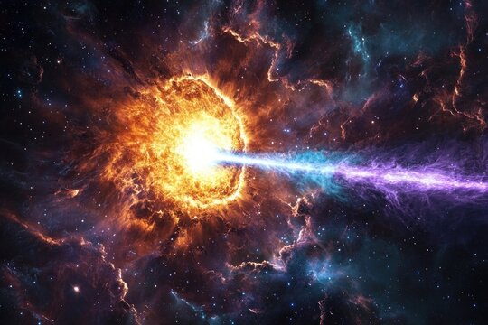 gamma-ray burst piercing the cosmic sky with a blinding flash of high-energy light