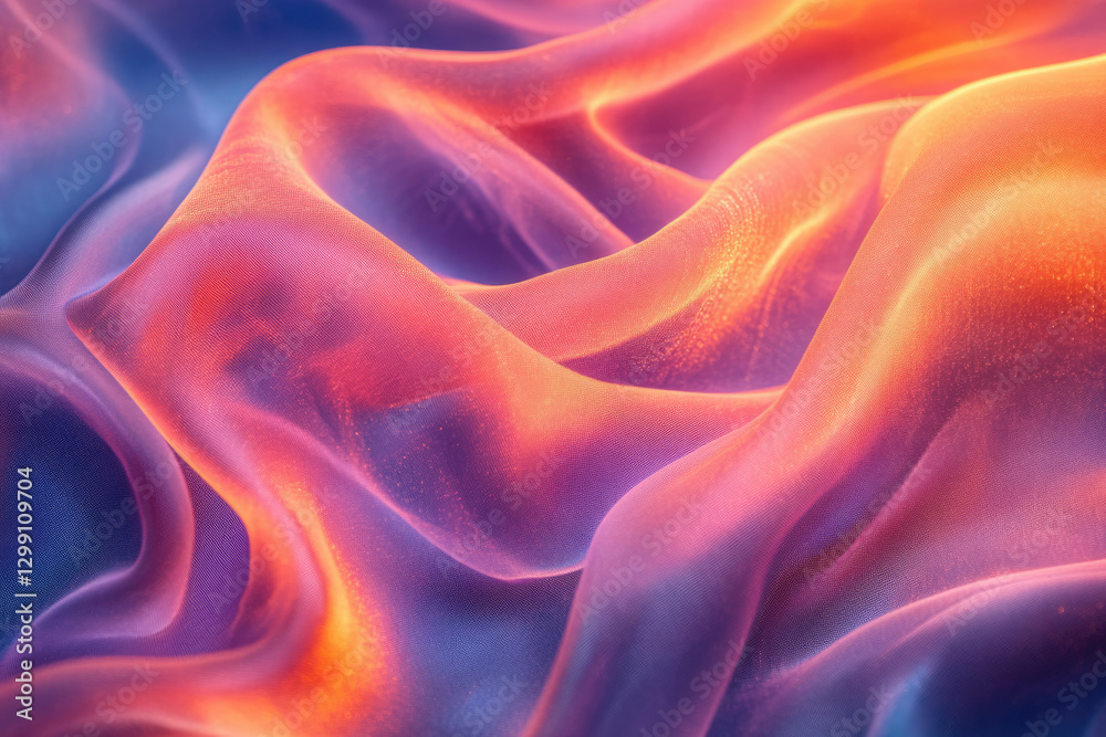 Poster Abstract image of flowing fabric with warm and cool color gradients.