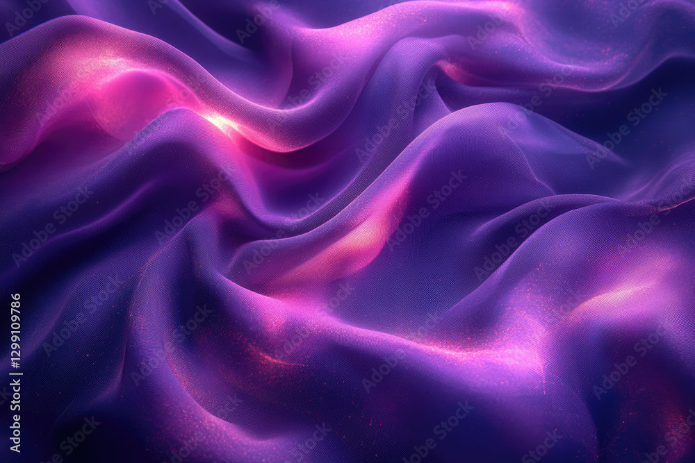 Poster draped purple fabric with glowing pink highlights, creating a luxurious and ethereal texture.
