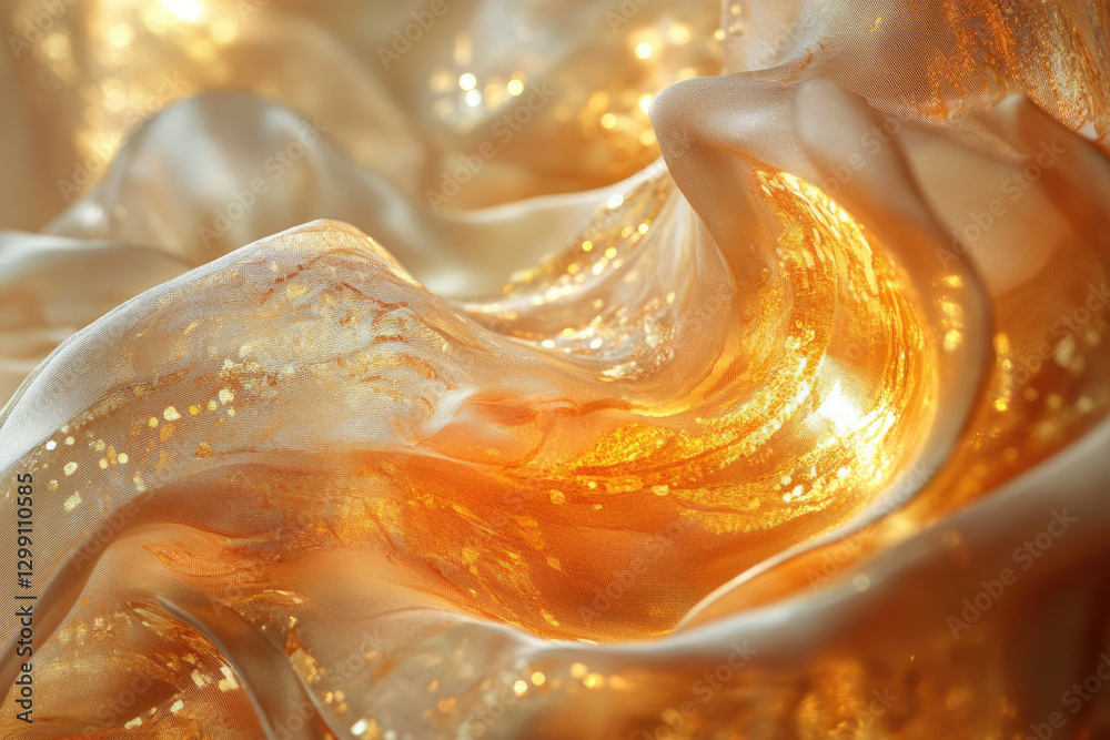 Aufkleber golden liquid swirls, shimmering with light, creating a luxurious and elegant abstract texture.