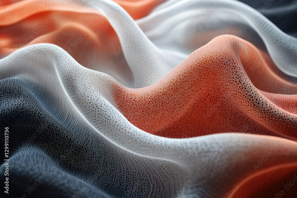Aufkleber abstract image of flowing fabric with gradient colors, textured surface, and wavy folds.