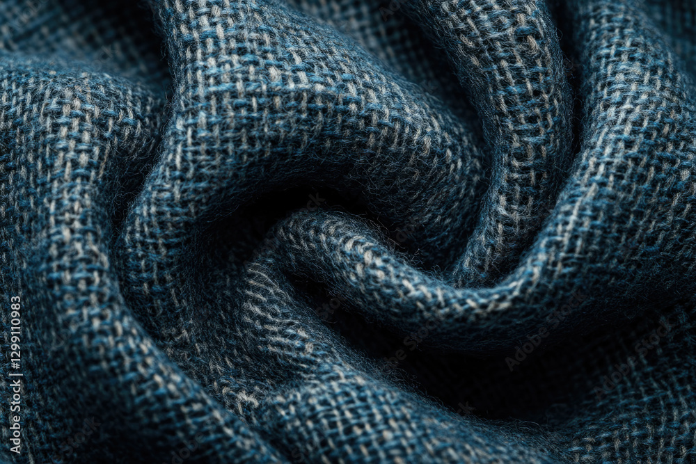 Poster close-up of a textured, dark teal fabric with a subtle woven pattern.
