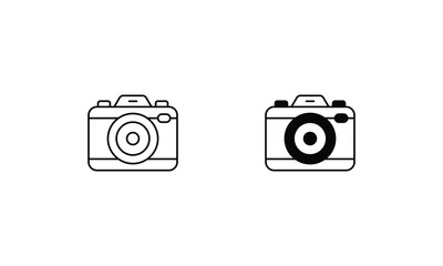 Camera icons set line and glyph vector icon