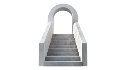 Concrete stairs leading to an arched doorway a pathway to the unknown