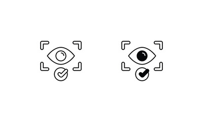 Eye Recognition icons set line and glyph vector icon