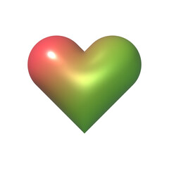 3D colorful gradient heart shape isolated on clean background