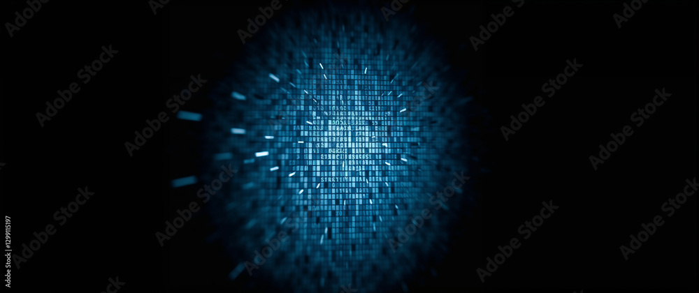 Poster abstract futuristic expanding digital data flowing through cyberspace