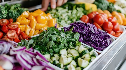 Fresh chopped vegetables salad bar, healthy food
