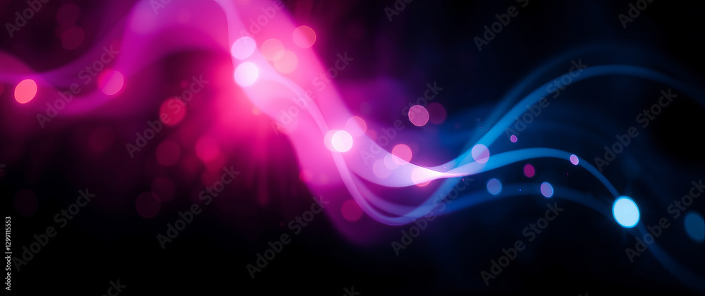 Poster abstract light trails flowing on dark background