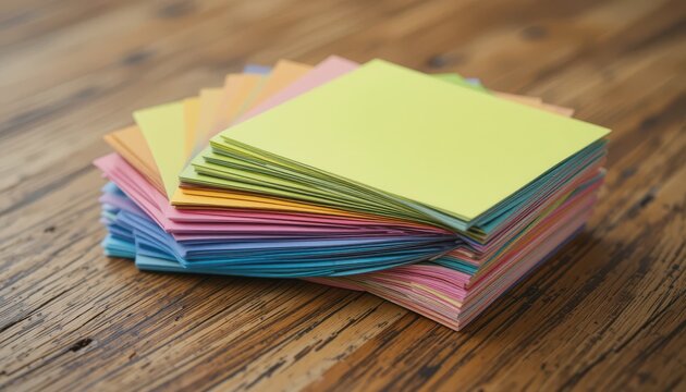 Creative organization techniques for colorful sticky notes on wooden desk office setup close-up productivity tips