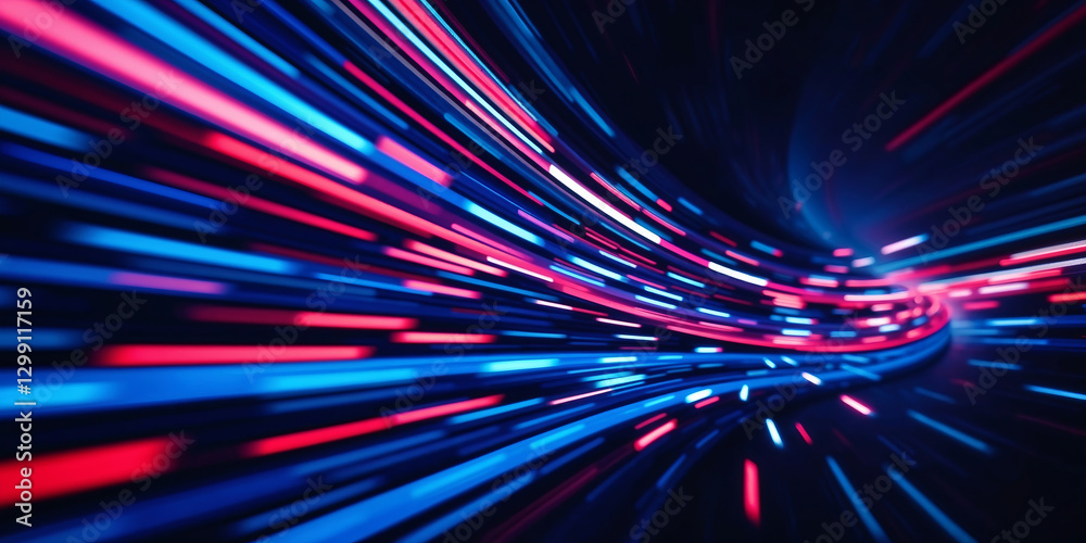 Poster Abstract flowing lines creating a dynamic light trails effect