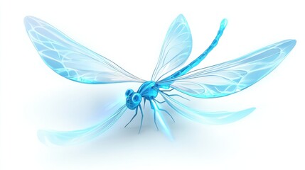 Light Blue Dragonfly in Flight