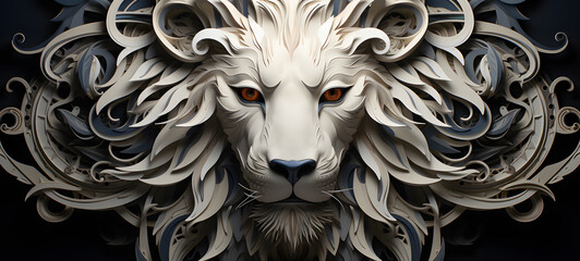 iron quilling white lion, ai generative