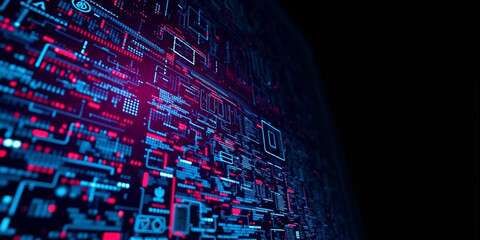 Futuristic technological data flowing across digital interface