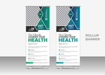Professional Healthcare Standee Design for Hospitals & Medical Centers. Medical Roll-Up Banner Template for Healthcare & Clinics, Modern Standee Medical Design Template.