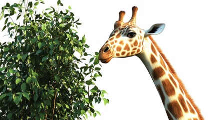 Obraz premium Giraffe eating leaves in a savanna
