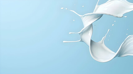 Obraz premium Abstract Milk Splash Against Blue Background Featuring Dynamic White Liquid and Textured Forms