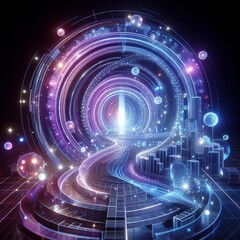 Fototapeta premium Holographic Metaverse Portals 