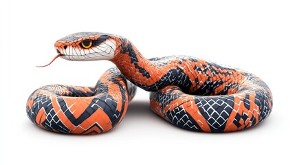 Obraz premium Orange and Black Snake, Isolated on White