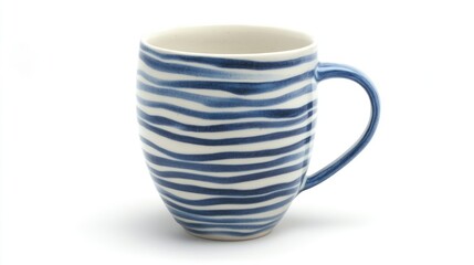 Blue wavy striped ceramic mug