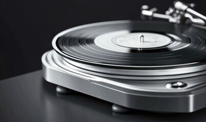 Close-Up of a Vinyl Record Playing on a Turntable