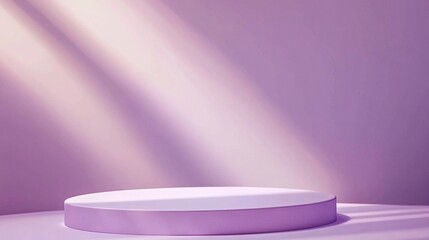 Round podium mockup for product presentation, lavender background, minimalist style, soft lighting, high-resolution photography.