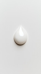 Fototapeta premium A pristine white droplet, smoothly reflective, rests against a clean, flat white surface, highlighting texture and form with minimalist elegance.