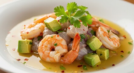 Delicious Shrimp Ceviche with Avocado and Cilantro