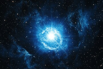 white dwarf star, casting bluish light in the cosmos, celestial bodies adorning the backdrop