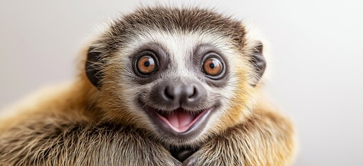 Obraz premium Smiling sloth showing a joyful expression portrait